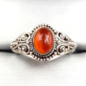 Natural Carnelian 925 Sterling Silver Ring